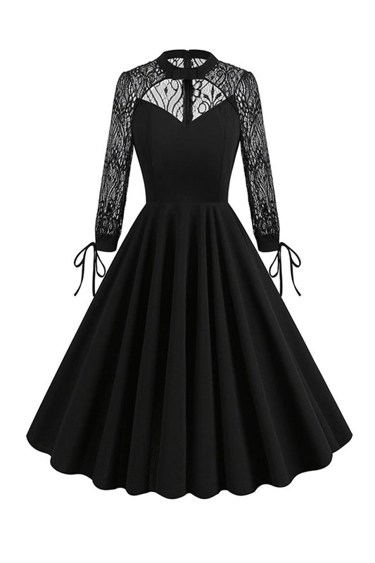 Black Long Sleeves Lace Vintage Dress