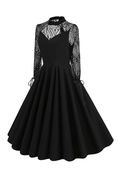 Black Long Sleeves Lace Vintage Dress