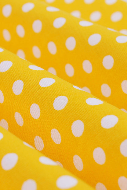 Yellow Polka Dots Sleeveless Spaghetti Straps Vintage Dress