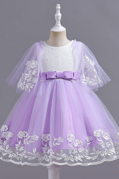 Tulle Light Blue Flower Girl Dress with Appliques