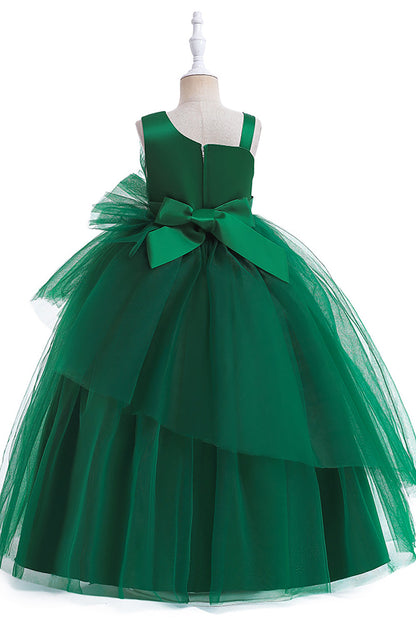 Dark Green A Line Sleeveless Girl Dress