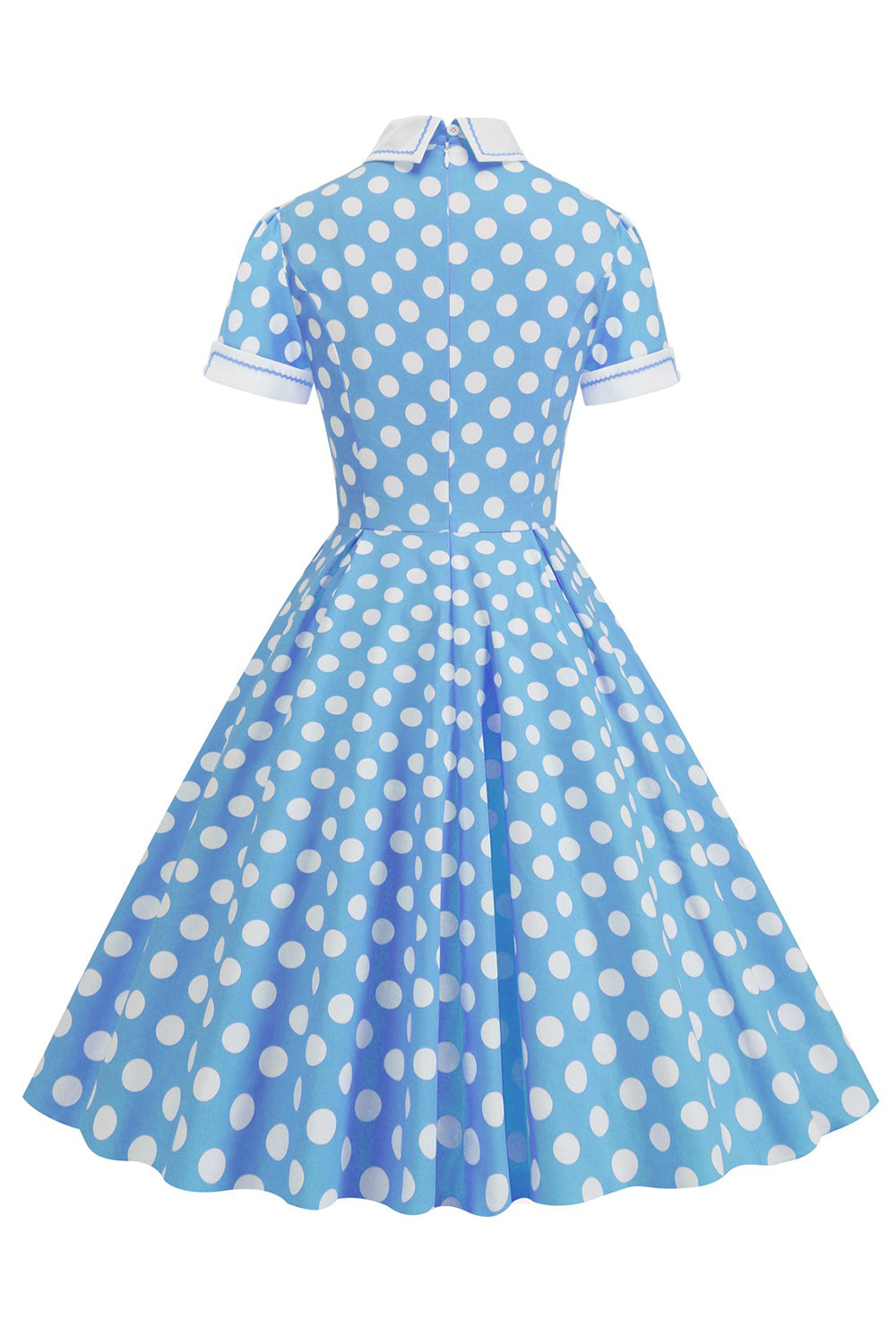 Hepburn Style Polka Dots Vintage Dress with Short Sleeves