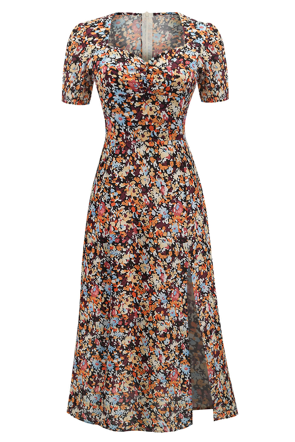 V Neck Floral 1950s Vintage Dress