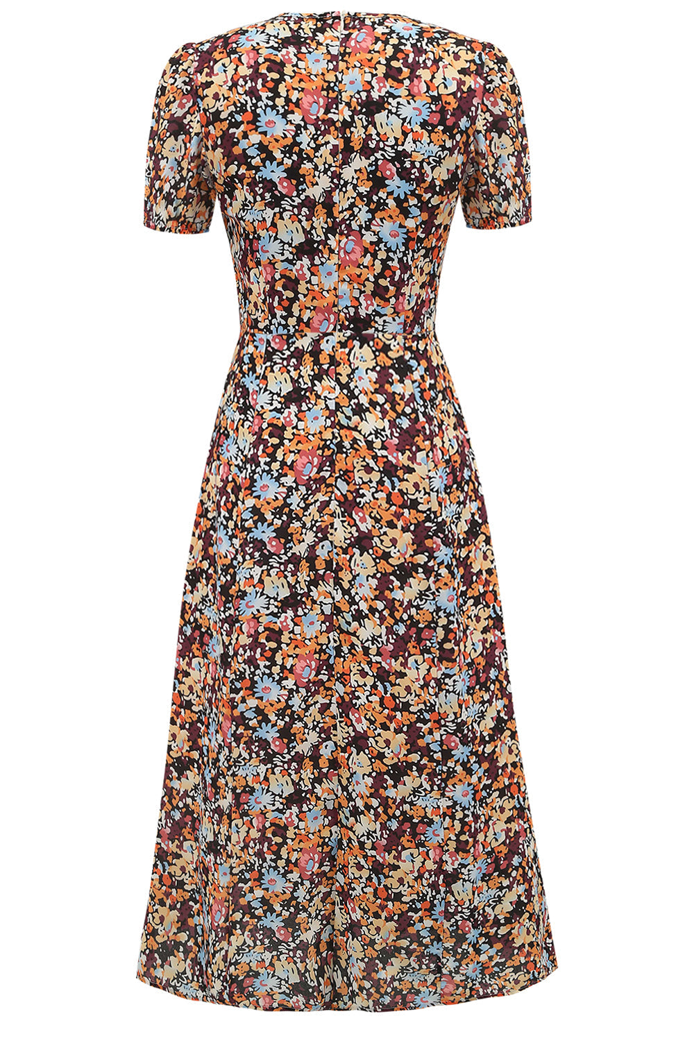 V Neck Floral 1950s Vintage Dress