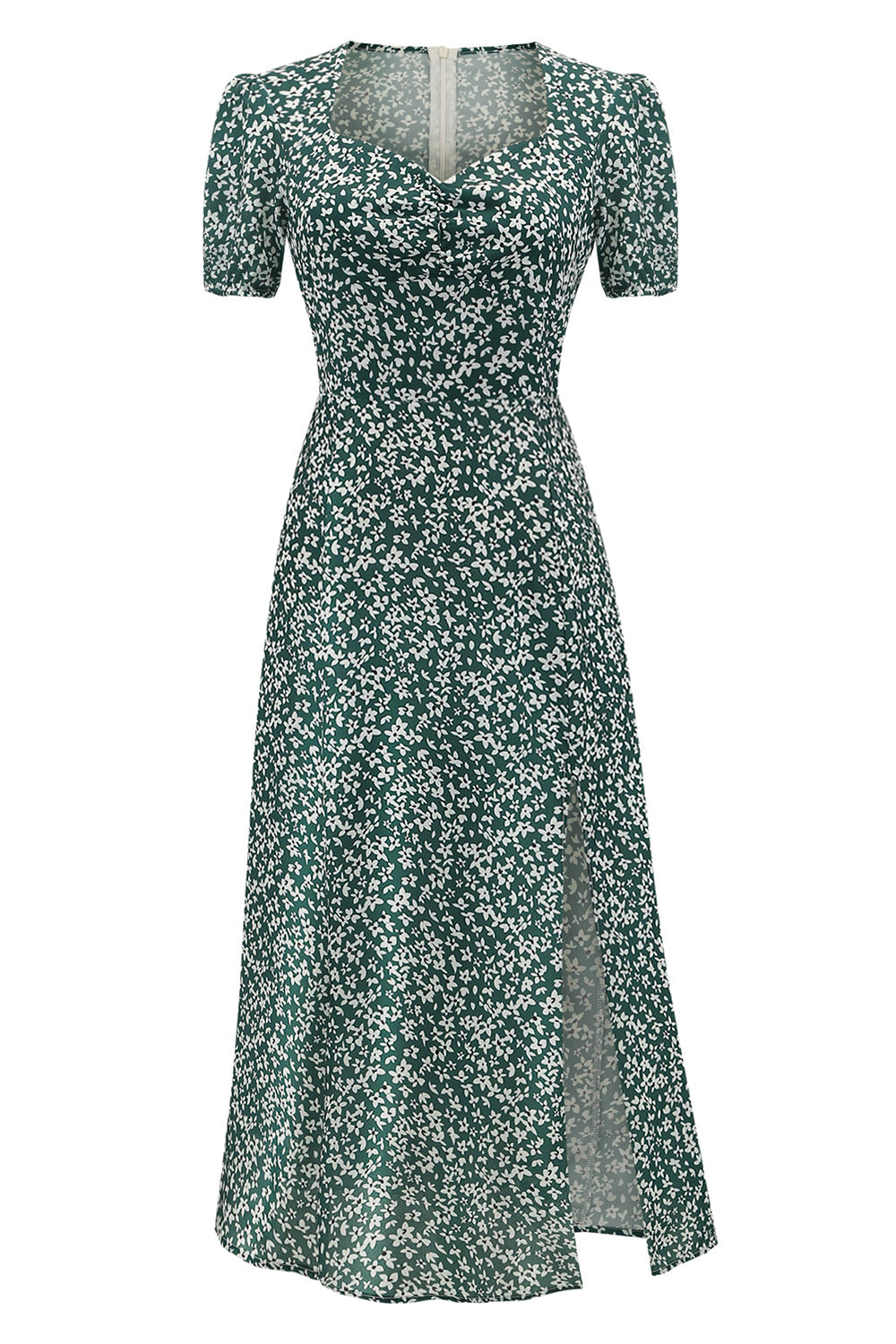 V Neck Floral 1950s Vintage Dress