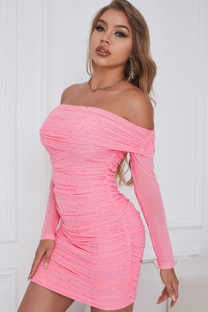 Sheath Off the Shoulder Coral Short Homecoming Dress