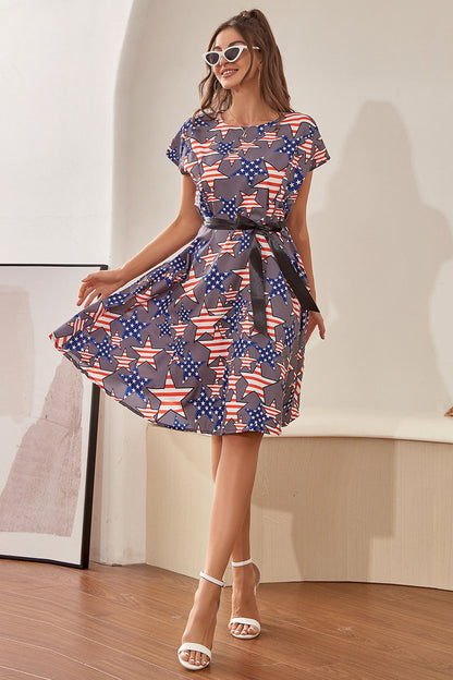 American Flag Printed Vintage Dress