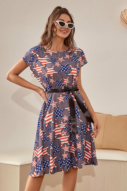 American Flag Printed Vintage Dress