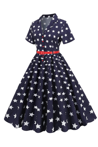 American Independence Day Print Flag Vintage Dress