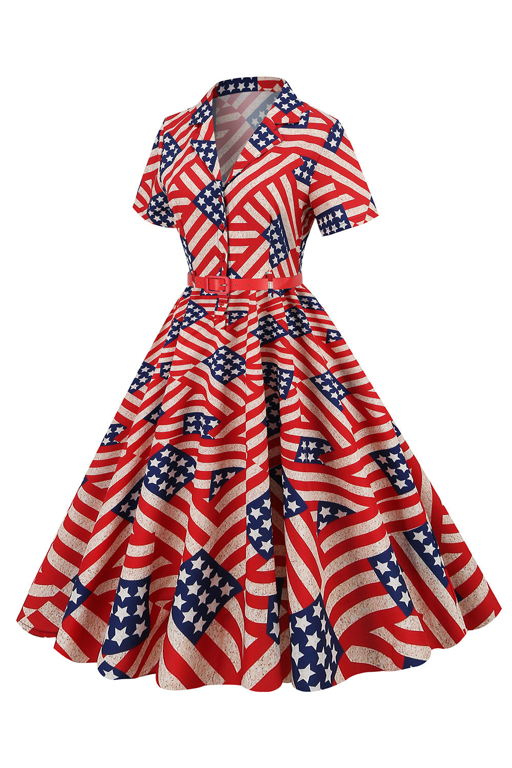 American Flag Print Vintage Dress