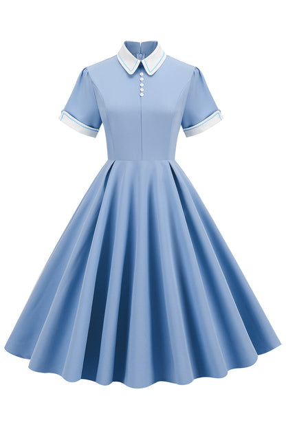 Light Blue 1950s Vintage Dress with Sleeves