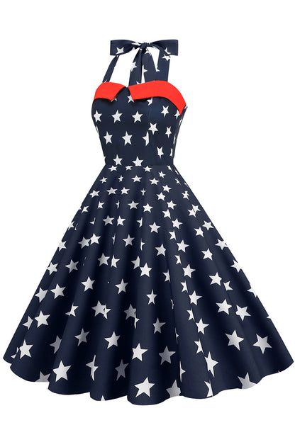 Retro Style Halter Navy Vintage Dress