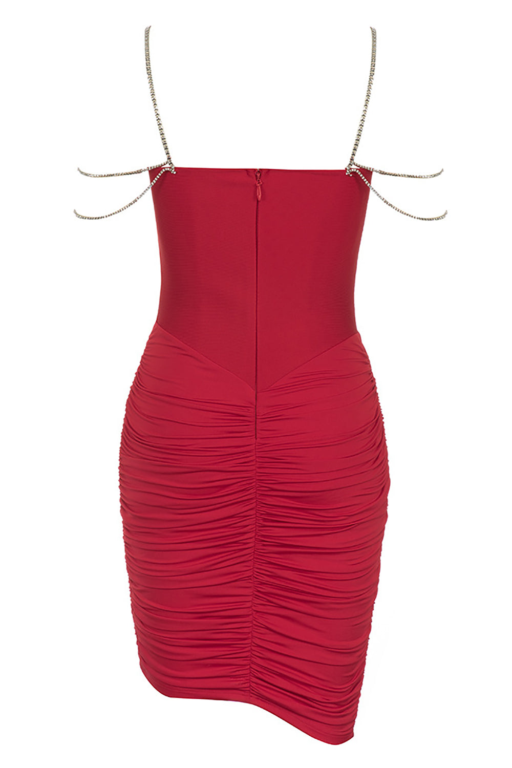 Red Spaghetti Straps Beading Short Homecoming Dress