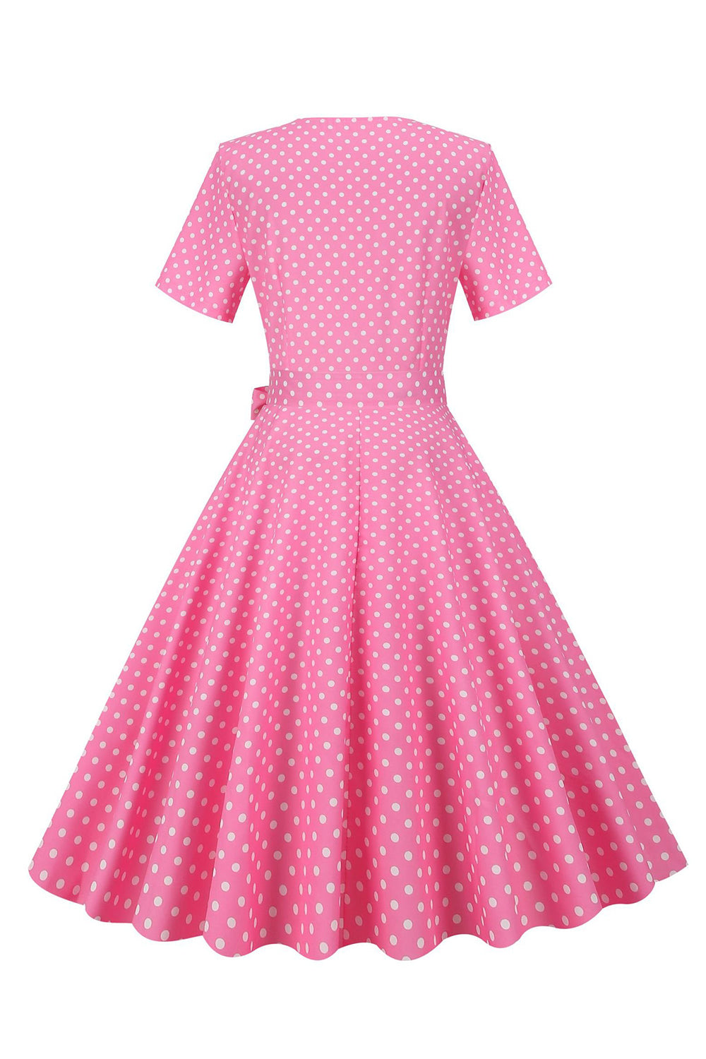 Pink Polka Dot Short Sleeves Peter Pan Vintage Dress