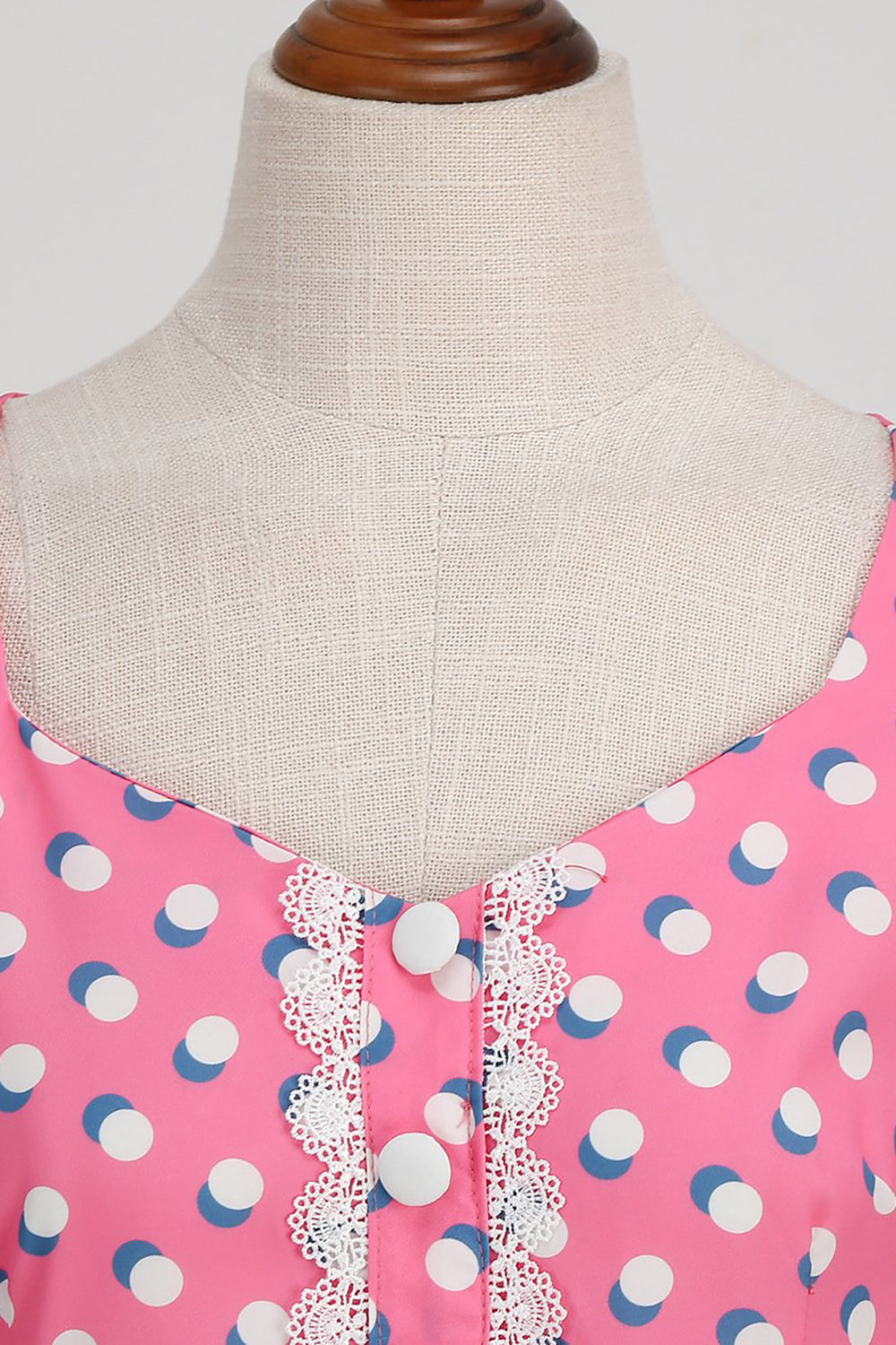 A Line Pink Polka Dots Flutter Sleeves Vintage Dress