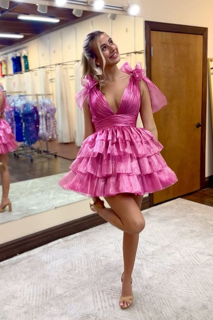 Cute V-Neck Ruffles Homecoming Dresses Short Birthday Dresses, LTP3211