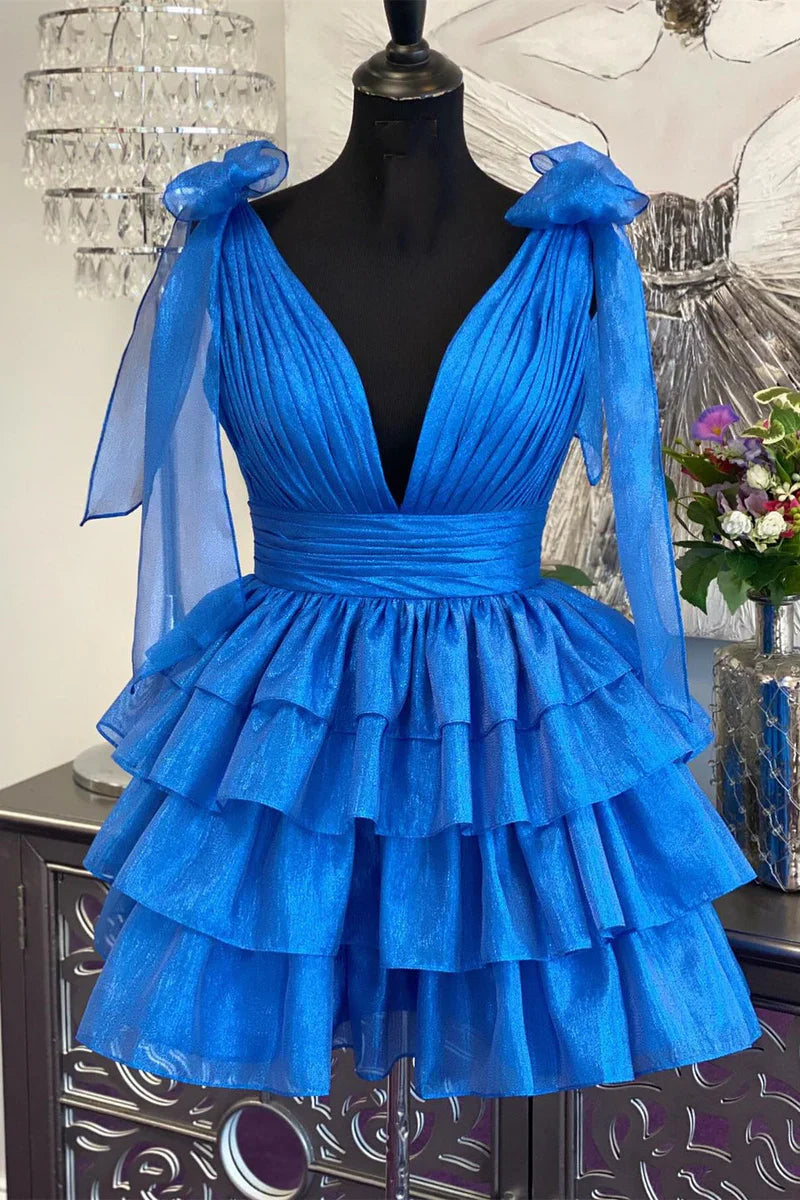 Cute V-Neck Ruffles Homecoming Dresses Short Birthday Dresses, LTP3211