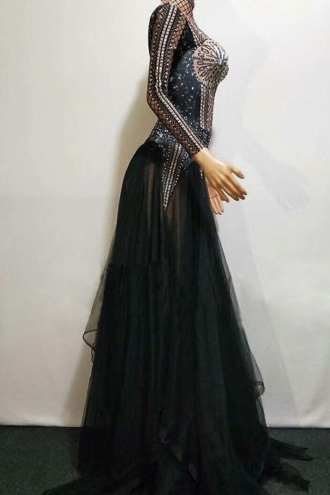 Simi Diamanate Mesh Maxi Dress