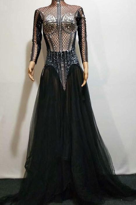 Simi Diamanate Mesh Maxi Dress