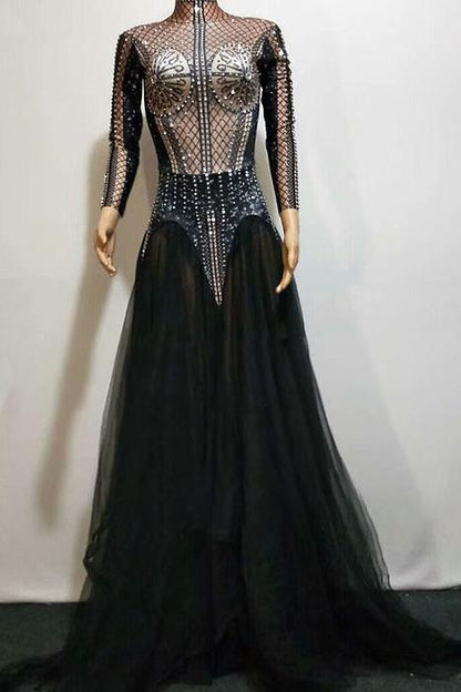 Simi Diamanate Mesh Maxi Dress