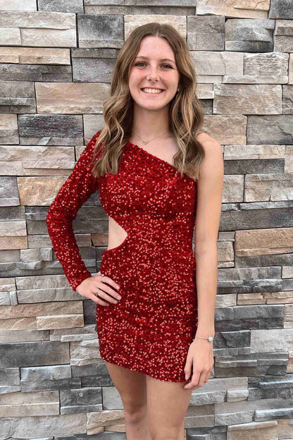 Camilla |Sheath Sequin One Shoulder Homecoming Dress