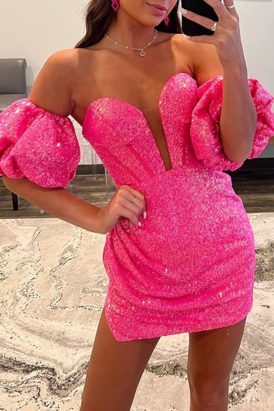 Una |Bodycon Sweetheart Sequins Homecoming Dress