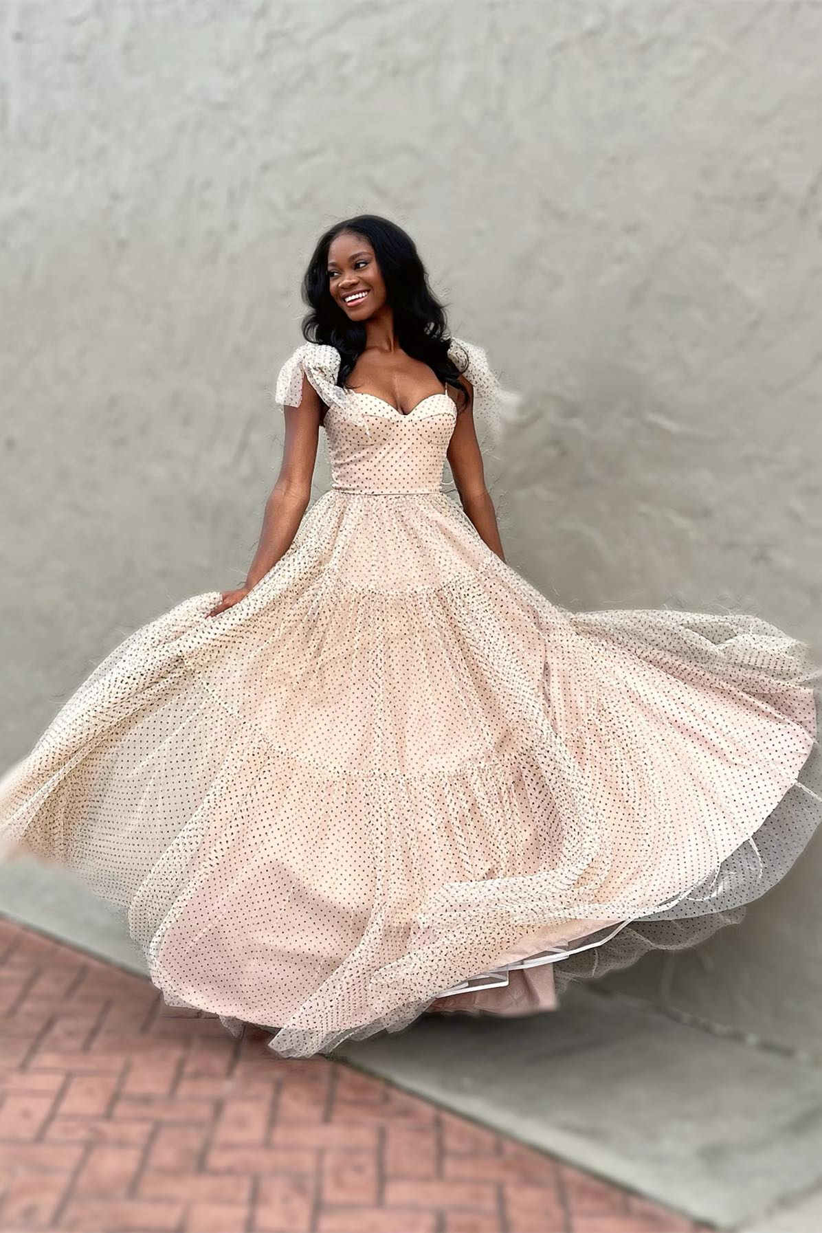 Skyler |A-line Sweetheart Dot Tulle Prom Dress