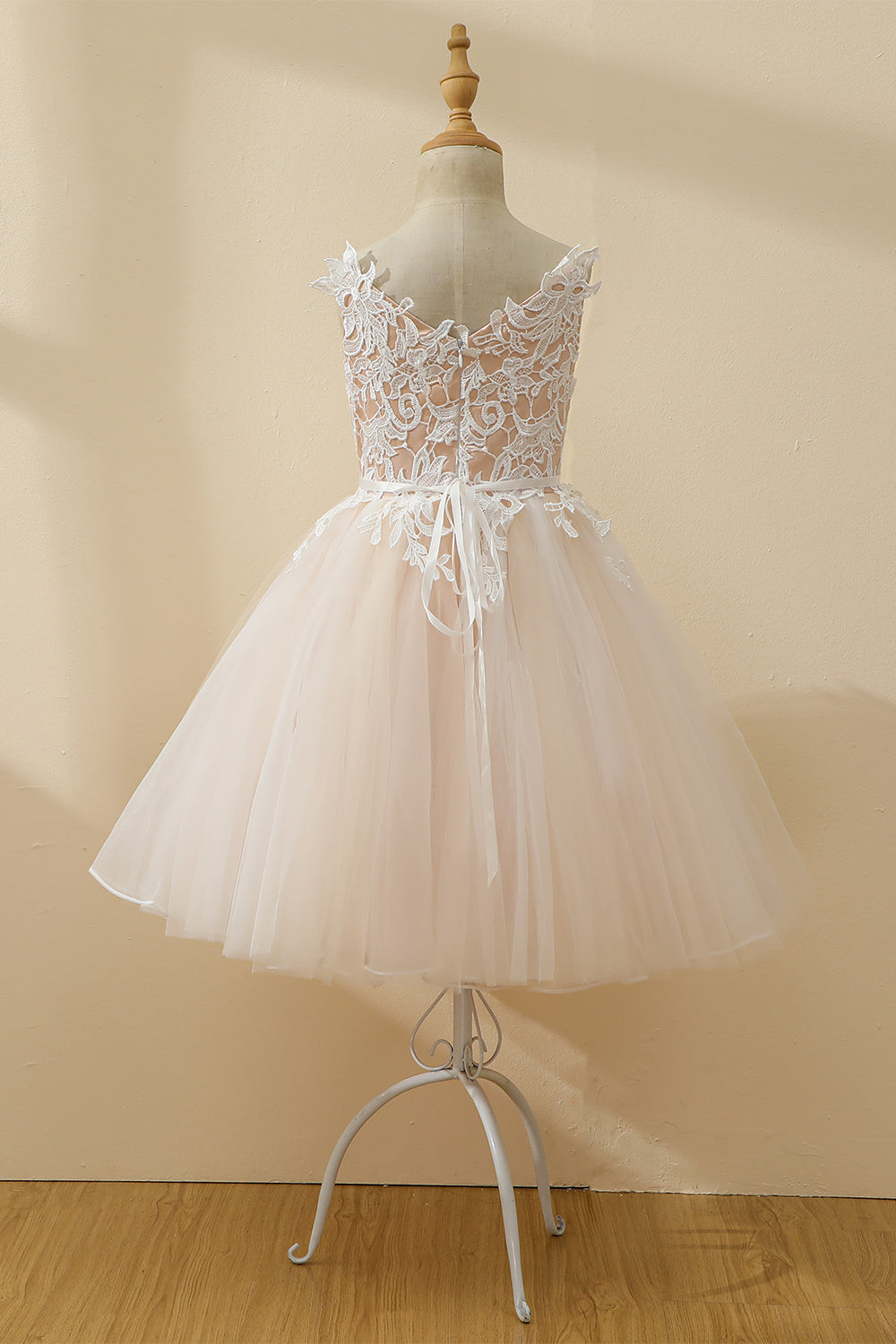 Champagne Beaded Tulle Flower Girl Dress