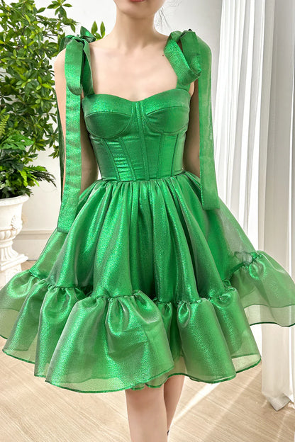 Green Sweetheart Organza Homecoming Dresses A-Line Party Gown, LTP3202