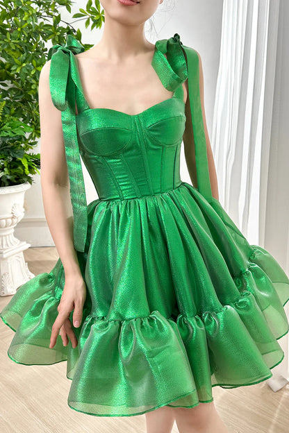 Green Sweetheart Organza Homecoming Dresses A-Line Party Gown, LTP3202