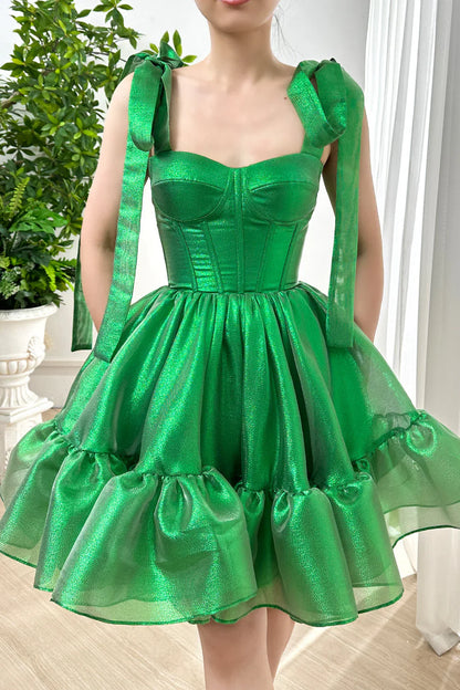 Green Sweetheart Organza Homecoming Dresses A-Line Party Gown, LTP3202