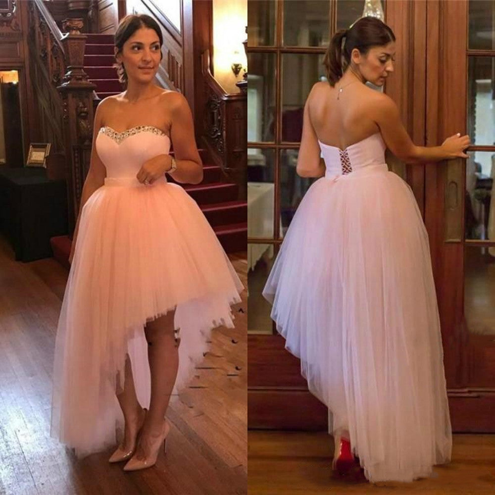 LTP0407,Unique Irregular Tulle Prom Dresses School Event Dress Pink Homecoming Dress