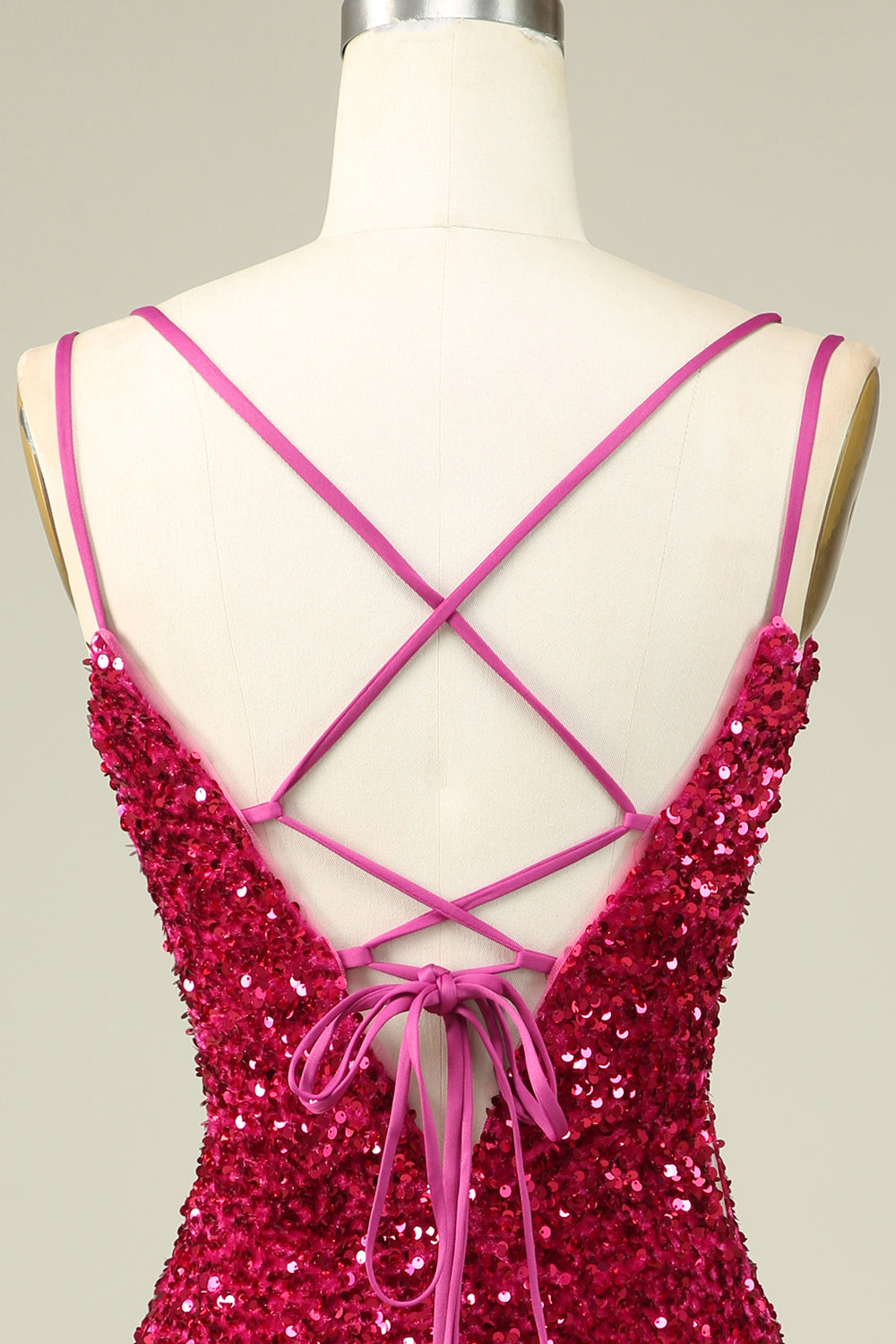 Stylish Fuchsia Spaghetti Straps Tight Homecoming Dress