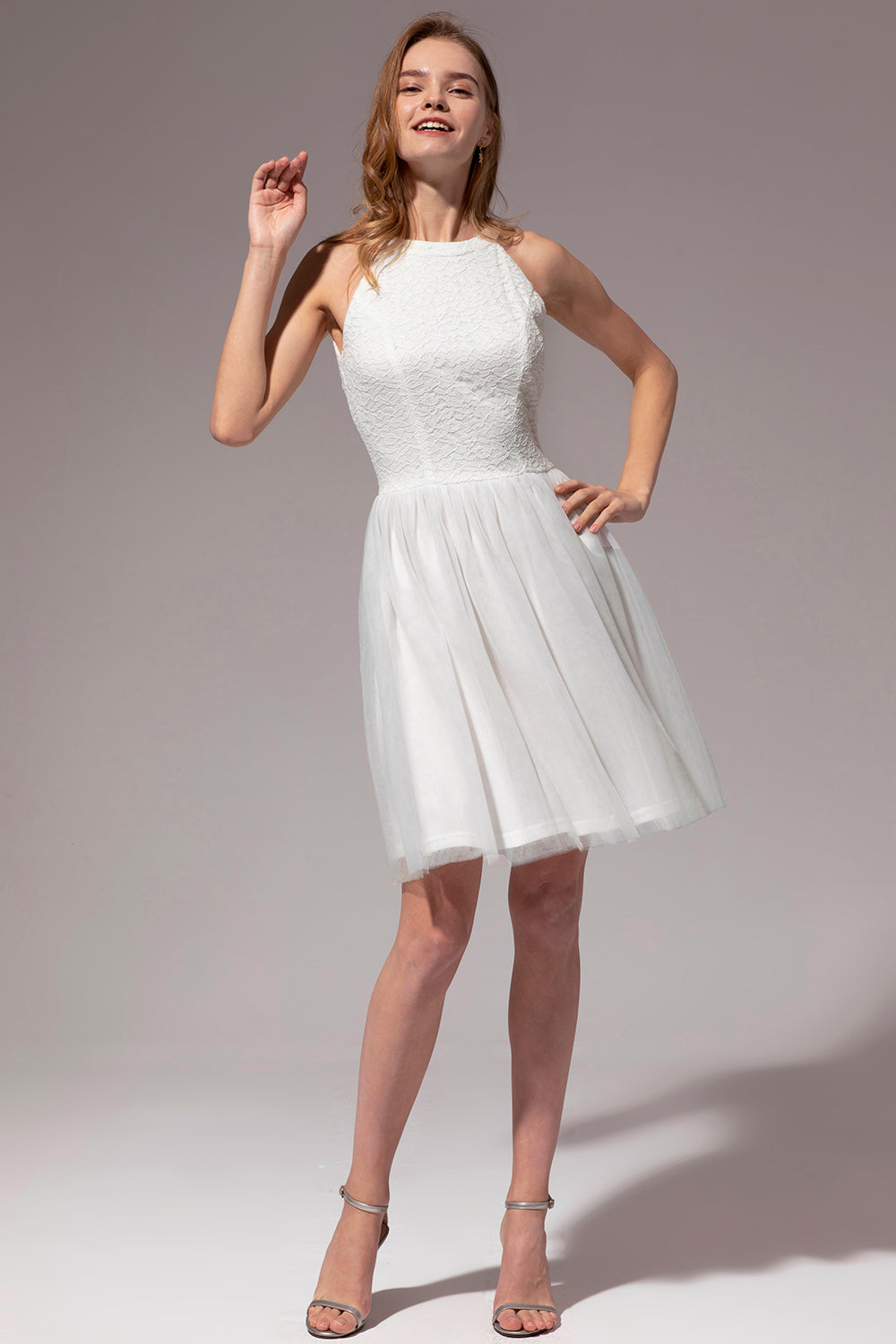 Halter Lace Homecoming Dress