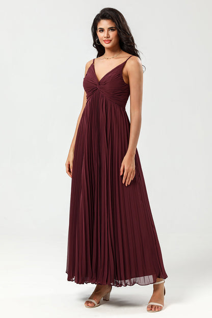 A-Line Sleeveless Burgundy Bridesmaid Dress