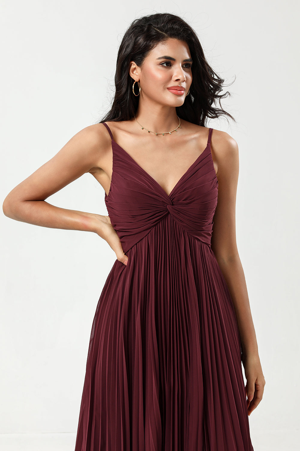 A-Line Sleeveless Burgundy Bridesmaid Dress