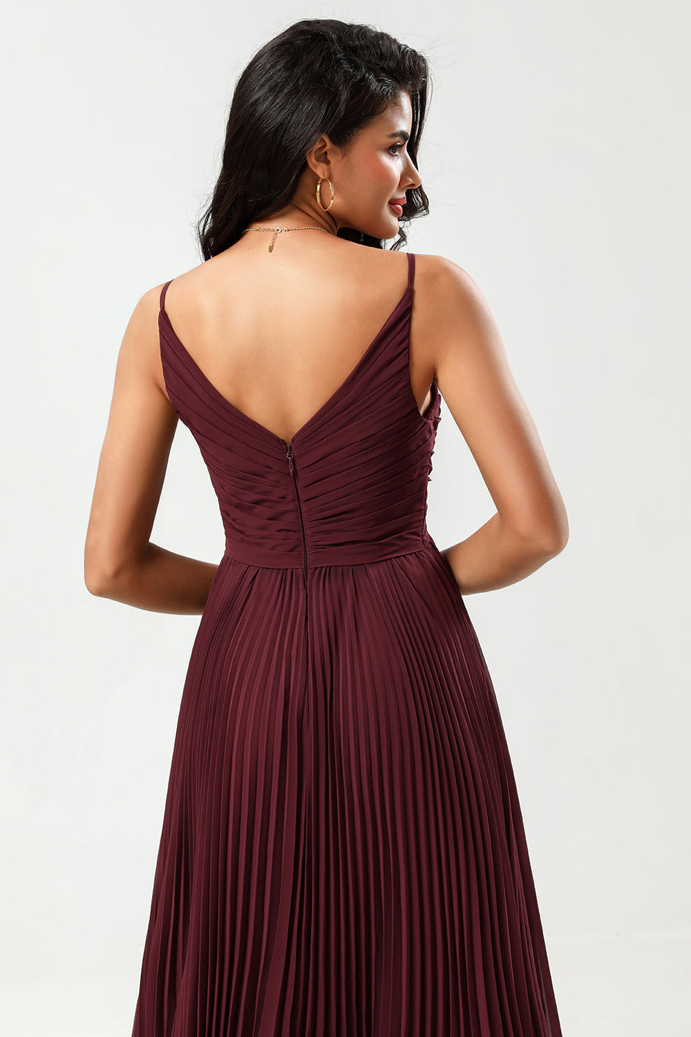 A-Line Sleeveless Burgundy Bridesmaid Dress