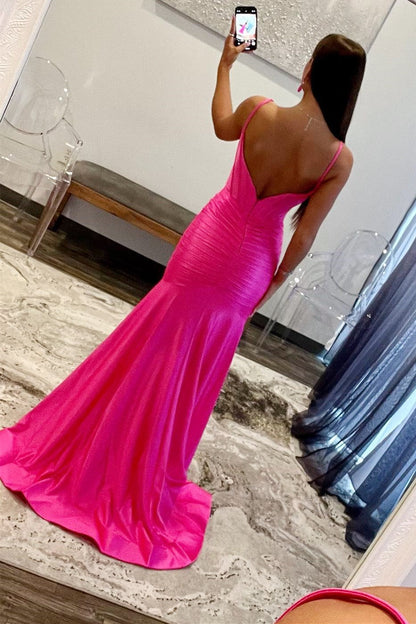 Addilynn| Mermaid Scoop Neck Satin Prom Dress with Slit