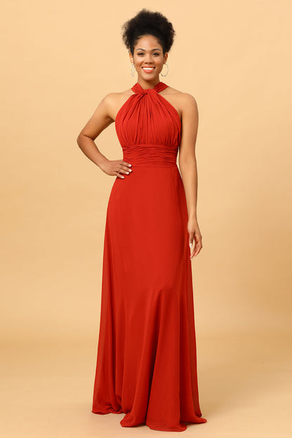 Rust Red Convertible Chiffon Bridesmaid Dress