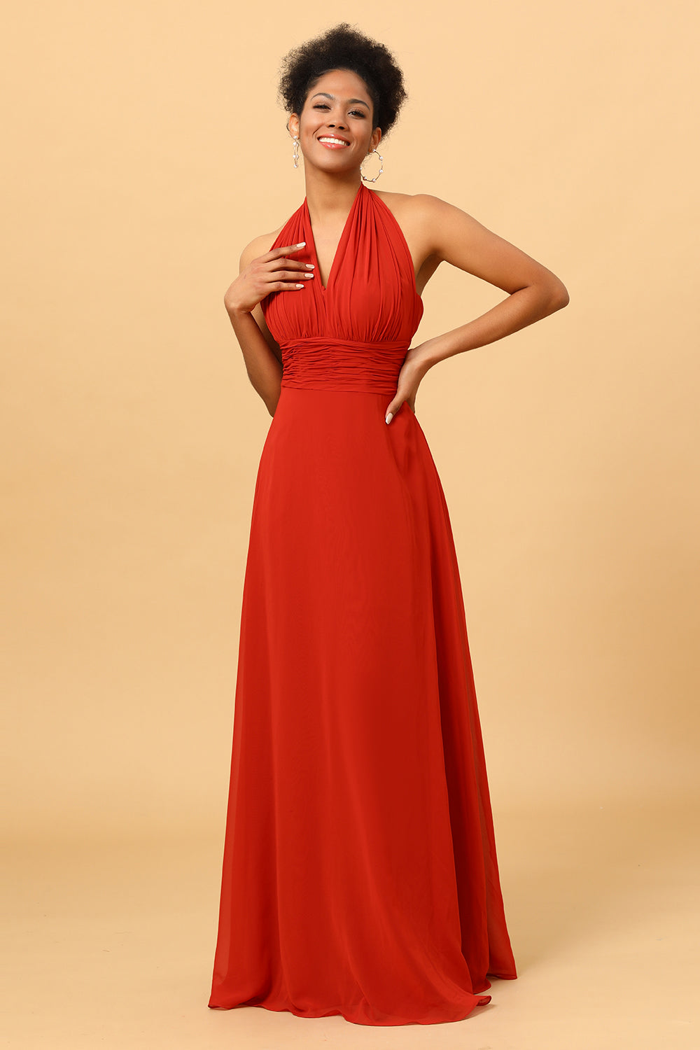 Rust Red Convertible Chiffon Bridesmaid Dress