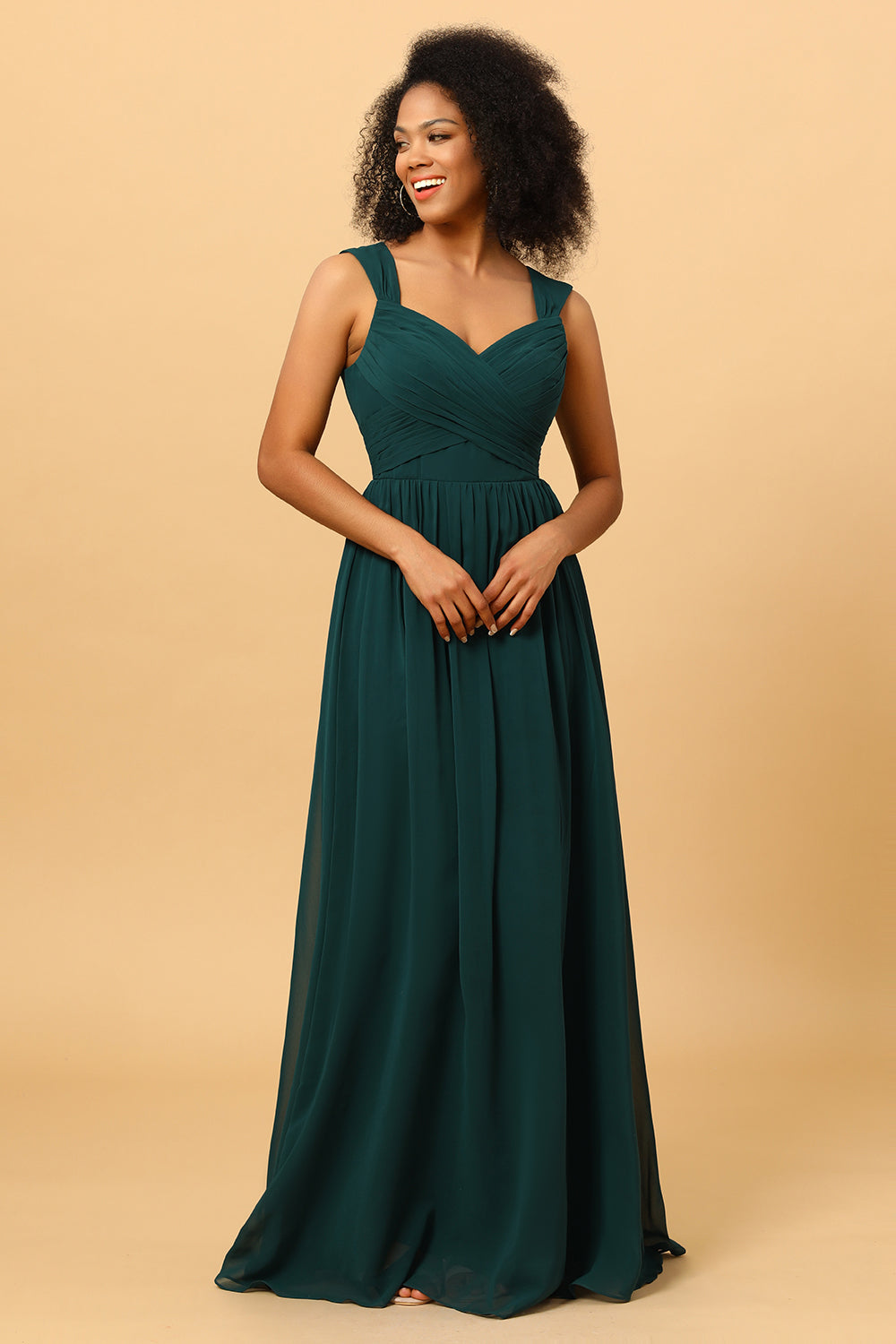 Chiffon Green Bridesmaid Dress with Ruffles