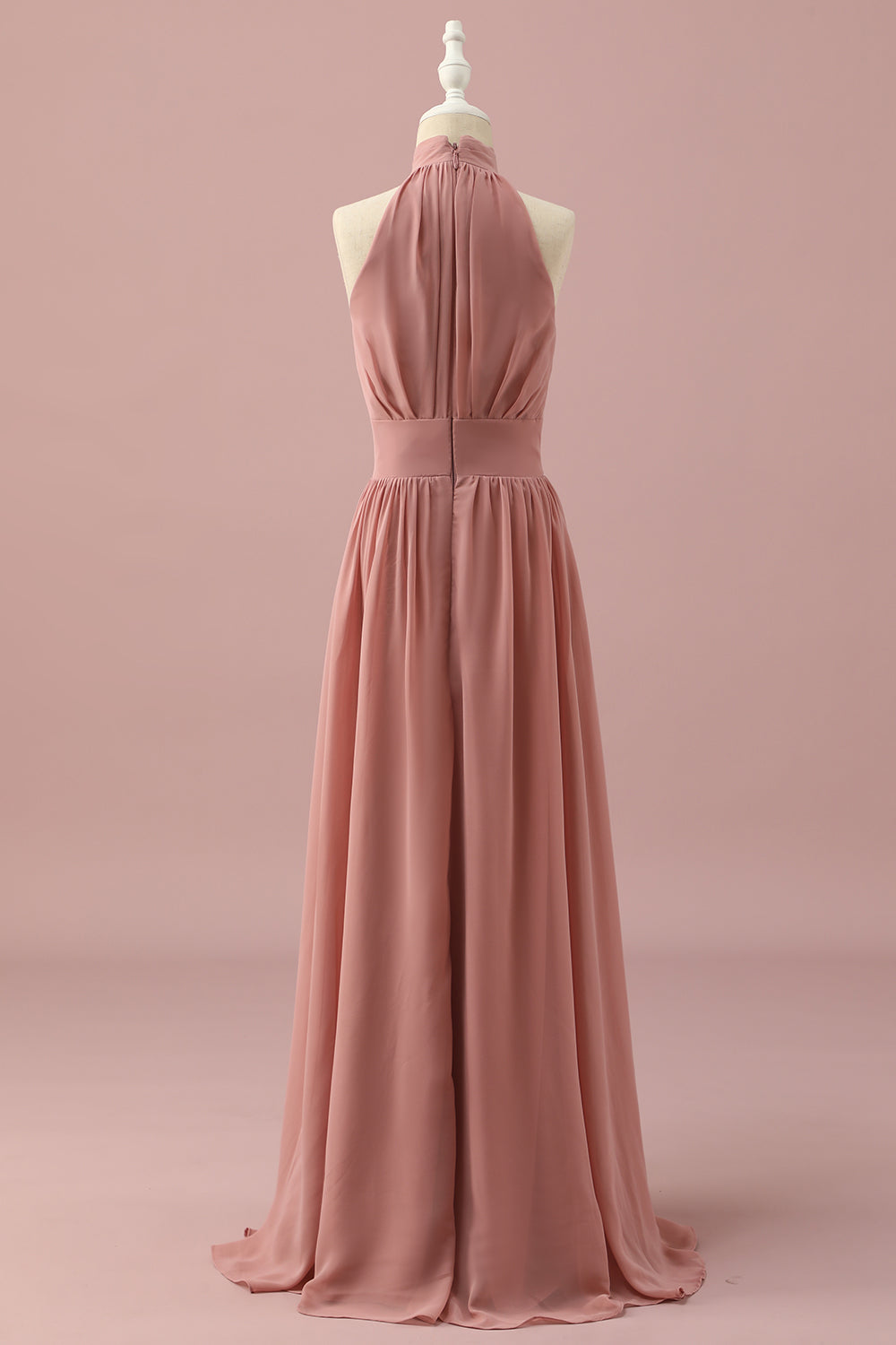 Light Brown Halter Chiffon Junior Bridesmaid Dress