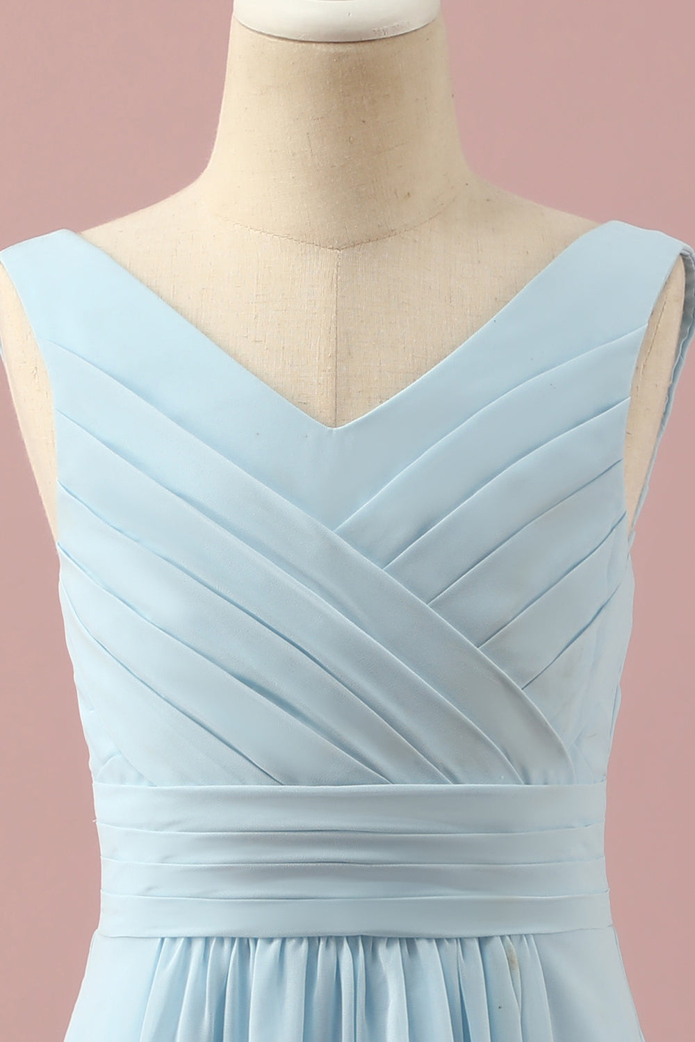 Light Blue V-Neck Chiffon Junior Bridesmaid Dress