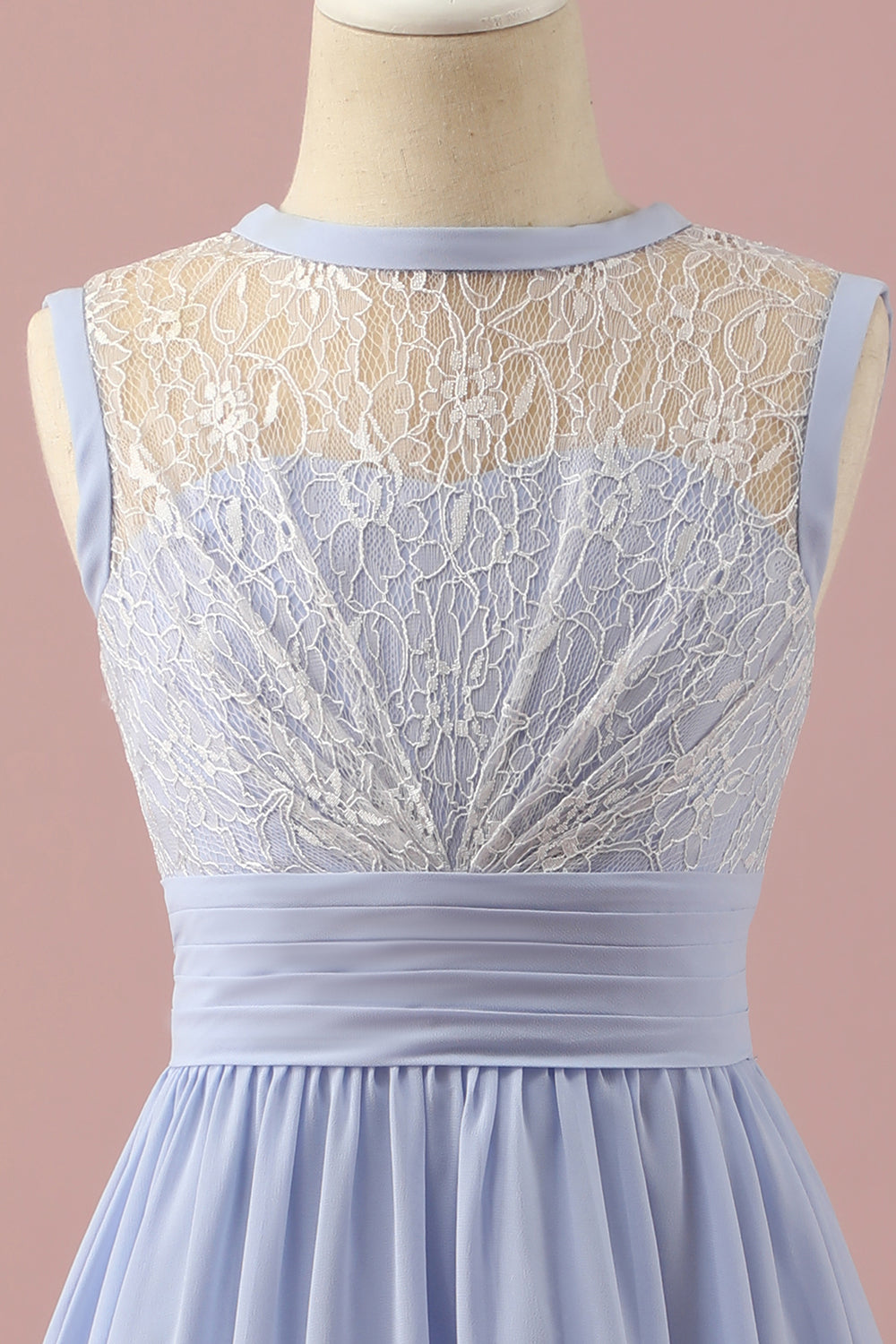 Light Purple Lace and Chiffon Short Junior Bridesmaid Dress