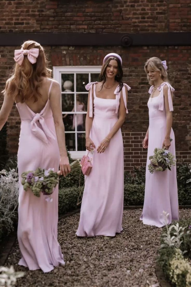 Pink Sheath Bridesmaid Dresses, V Back Bridesmaid Dress Wedding Party Gown, LTP3293