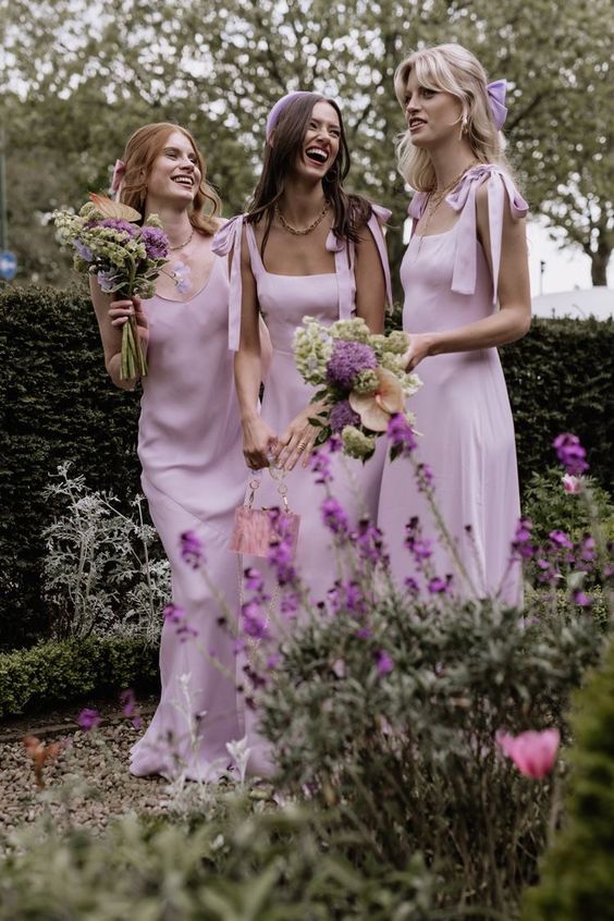 Pink Sheath Bridesmaid Dresses, V Back Bridesmaid Dress Wedding Party Gown, LTP3293