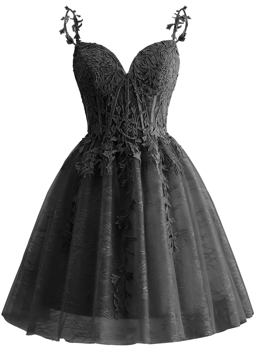 Spaghetti Strap Lace Homecoming Dresses for Teens 2024 Tulle Short Prom Dress Cocktail Gowns        fg6049