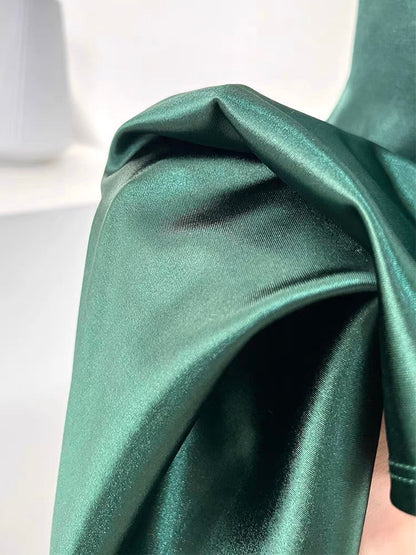 Sexy Mermaid Sleeveless Green Satin Long Prom Dress B345