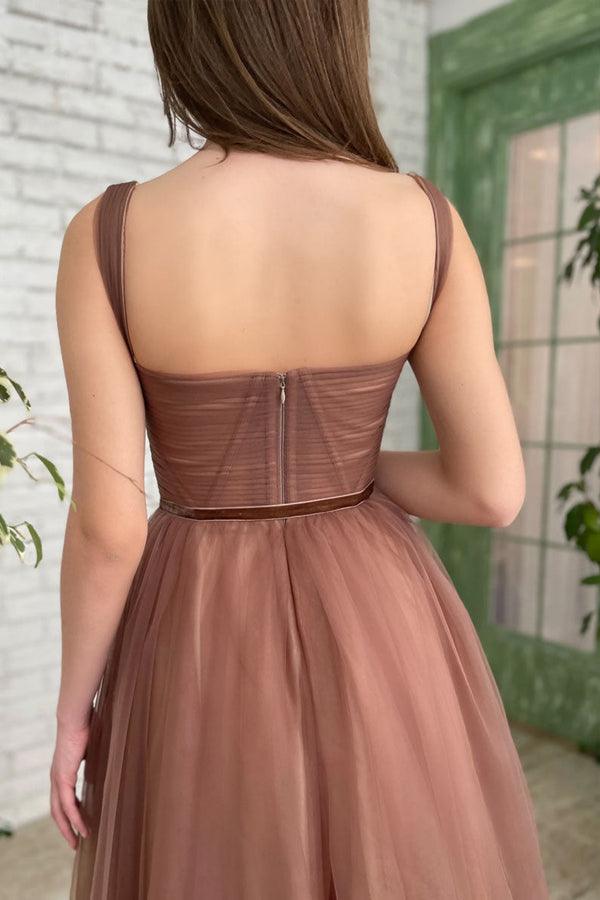 Lyra | Simple A-line Tea Length Tulle Short Prom Dress Homecoming Dress