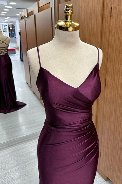 Simple Maroon Purple Mermaid Prom Dresses